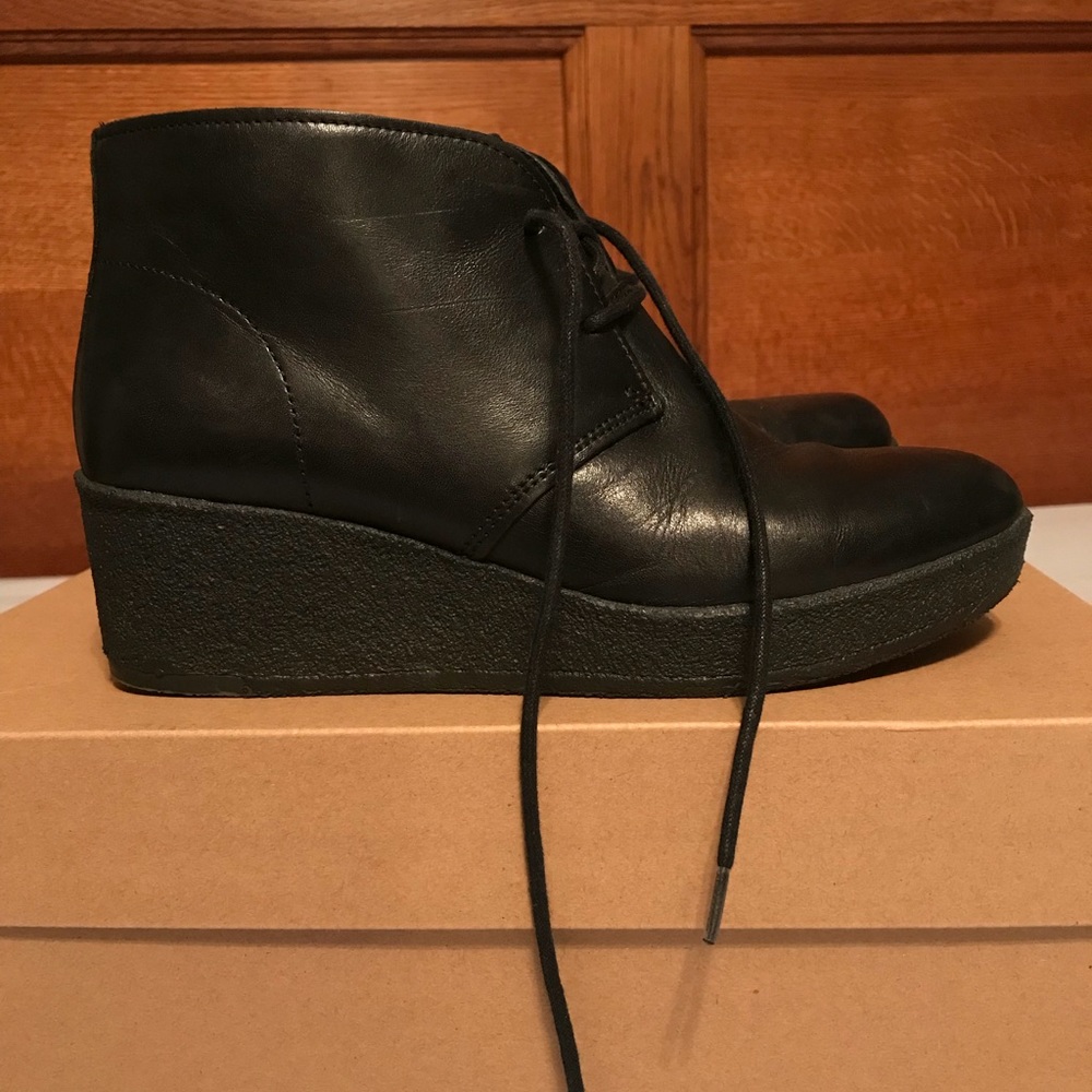 Clark’s Athie Leather Wedge Booties